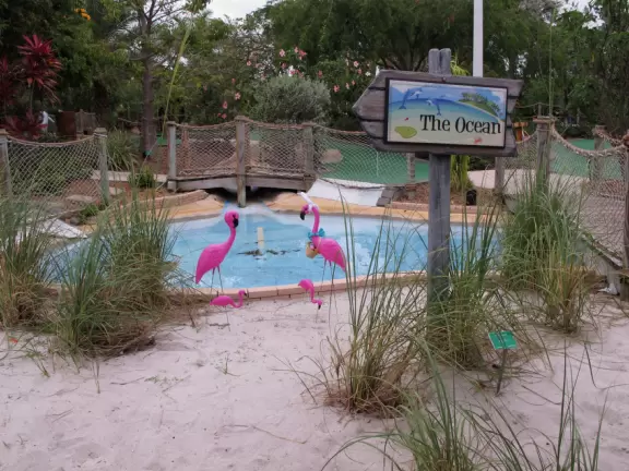 Colorful mini-golf amidst a tropical garden!