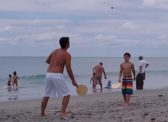 Pleasant beach with beachside jogging path, and funky&nbsp;main strip that leads to it.