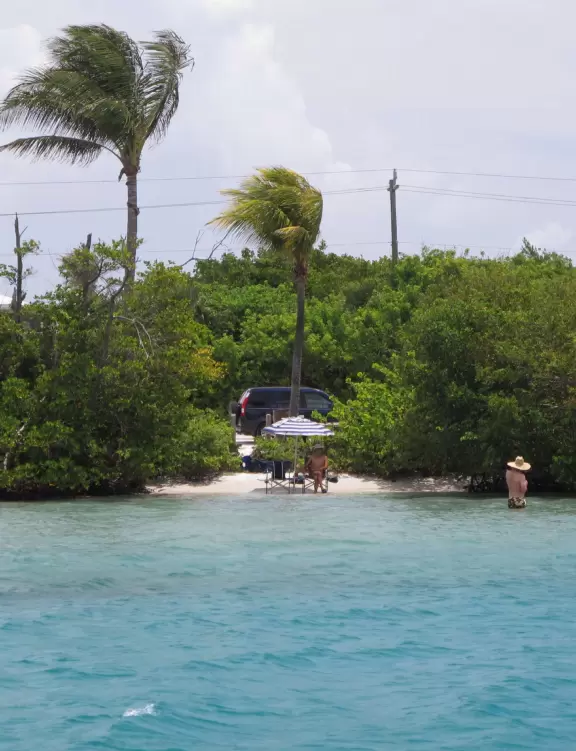 White sand beach with mangroves on the beautiful intracoastal waterway.