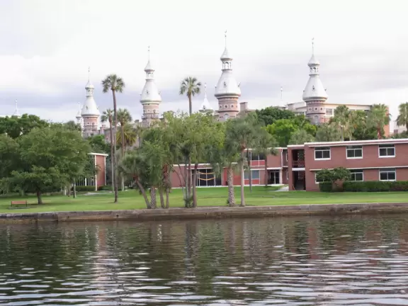 Private university with architectural gem, the former Tampa Bay Hotel, in the middle of lovely riverfront campus.