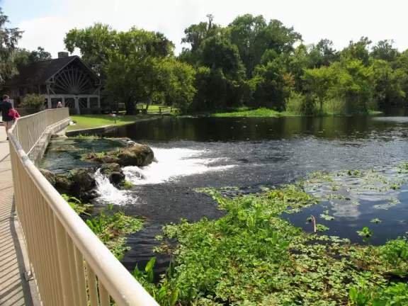 Headspring enclosed in concrete pool, which has advantages and disadvantages.