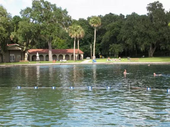 Headspring enclosed in concrete pool, which has advantages and disadvantages.