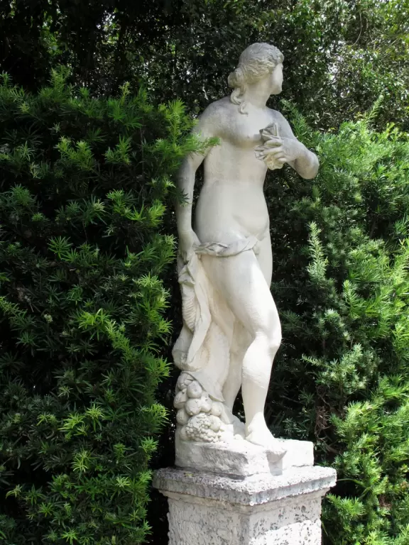 Bayside mansion with stunning waterfront "barge" and colorful geometric gardens.