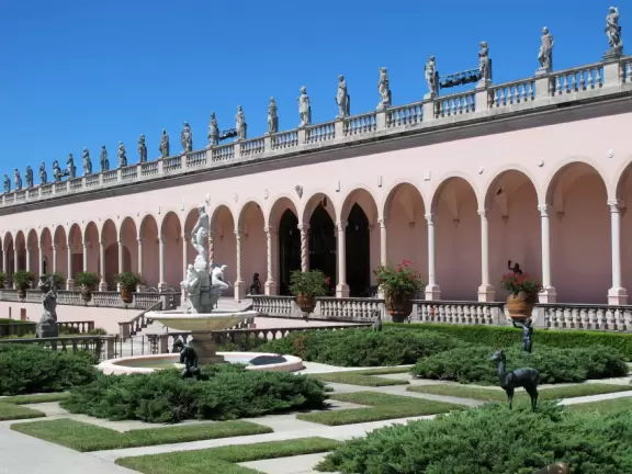 Venetian Gothic style mansion on Sarasota Bay, circus museum, art museum, gardens with huge banyan trees, and imaginative children's playground.