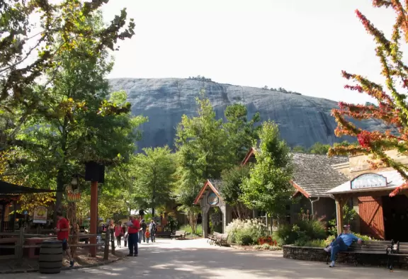 Giant granite mountain with Swiss skylift and village full of fun activities for kids!