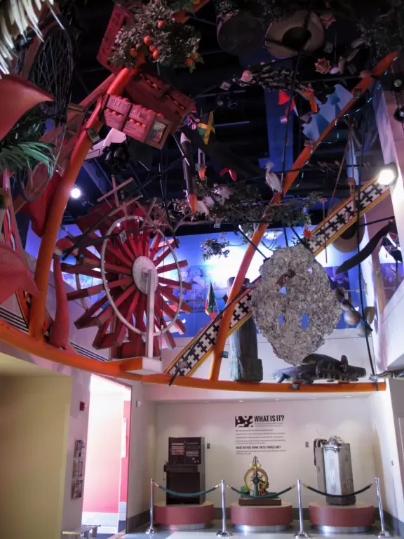 Modern three-storey museum with colorful imaginative exhibits that kids enjoy.