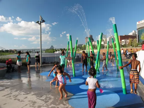 Incredible park and development on the river that is great for strolling along at sunset.