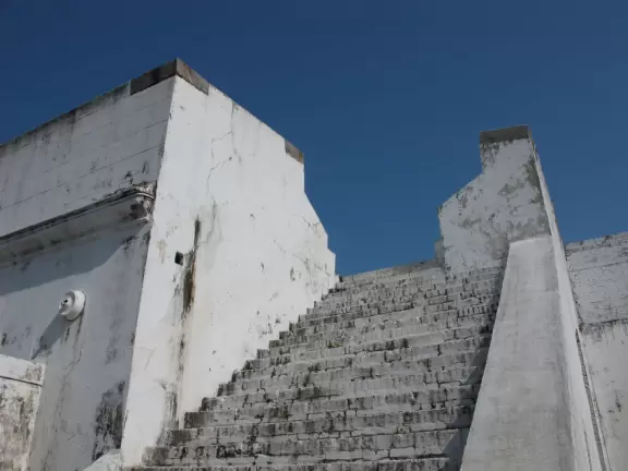 Kids enjoy running through the dark tunnels of Fort Barrancas.
