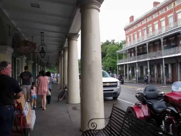 Lush, tropical square in front of the iconic St Louis Cathedral- the focal point of the sights and sounds of the French Quarter.