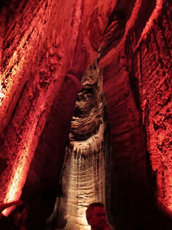 145 ft high waterfall inside a chilly underground cavern, run by a touristy company.