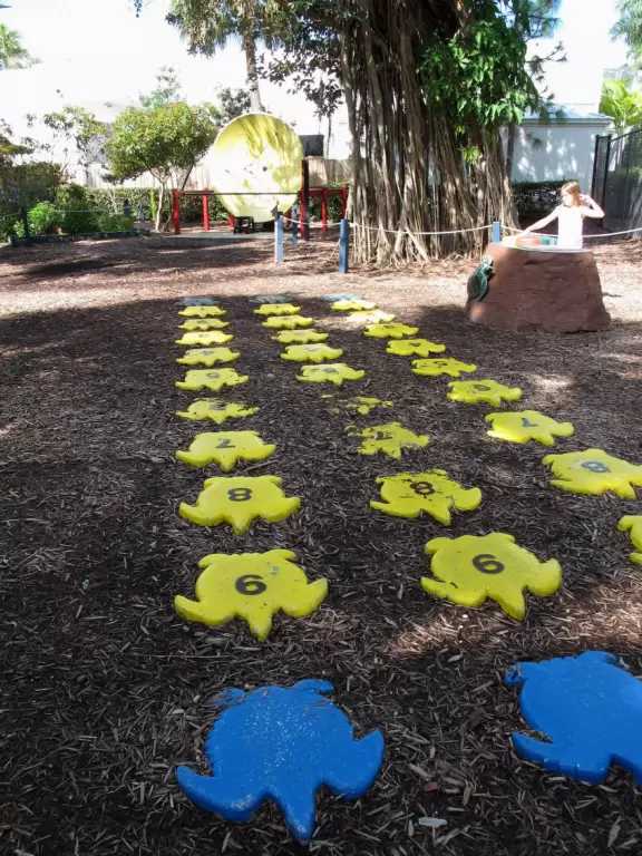 Fun exhibits in a dark building.