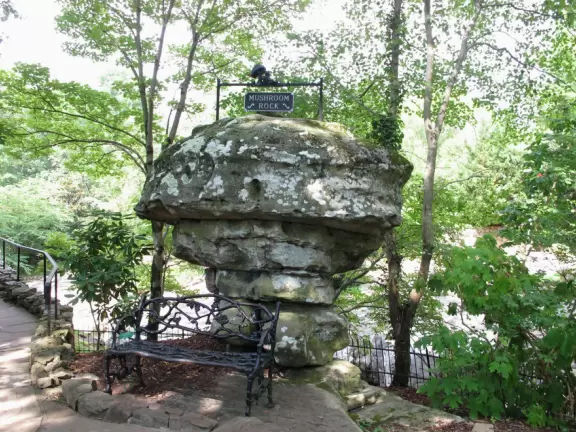 Garden walk through rock slots, under stone bridges, past gnomes, and to gorgeous views.