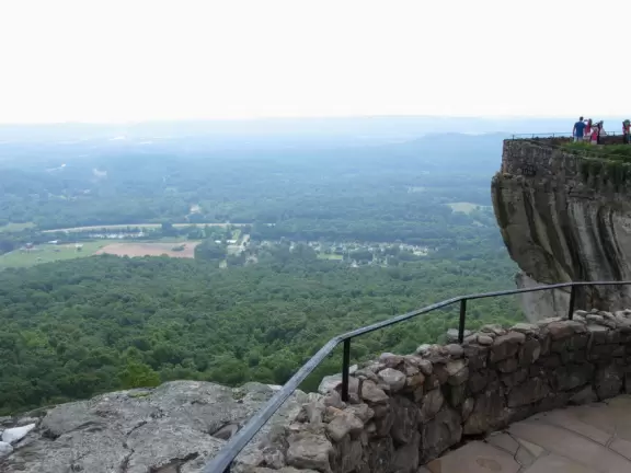 Garden walk through rock slots, under stone bridges, past gnomes, and to gorgeous views.