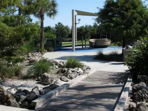 Amazing barrier-free playground with gorgeous splash pad and landscaping.
