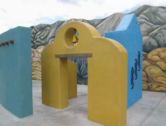 A remarkably pretty planned park with a stream that runs through it, lots of plants, an imaginative Spanish playground, and whale statues that spout water!