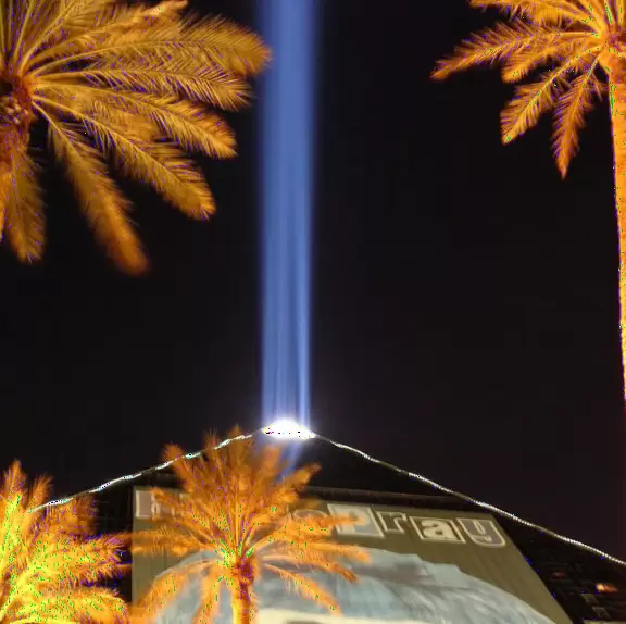 Black glass pyramid with laser light to the sky, massive sphinx, King Tut's tomb and awesome virtual reality rides.