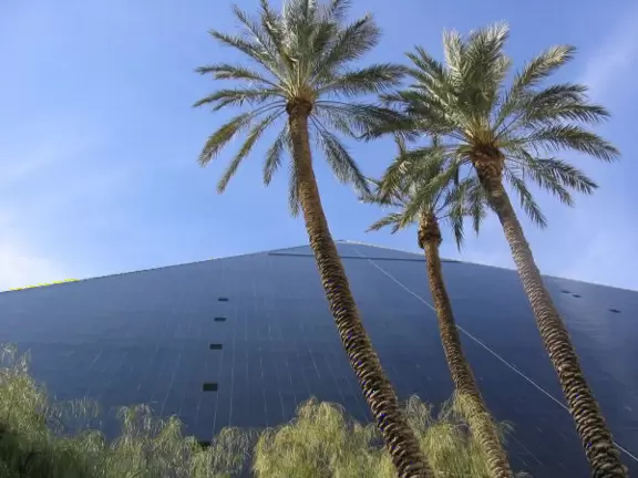 Black glass pyramid with laser light to the sky, massive sphinx, King Tut's tomb and awesome virtual reality rides.