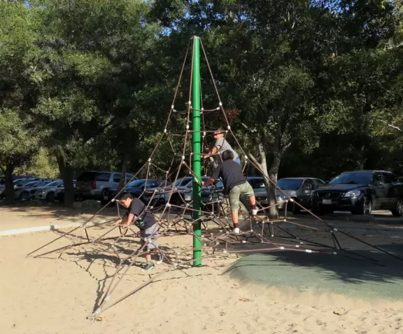 A popular playground for little kids, with shady picnic areas. Nearby at a Greek Church, pretend you're on an island in Greece...