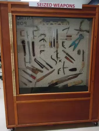 Interesting basic-looking museum with contraptions showing what people do to get across the border.