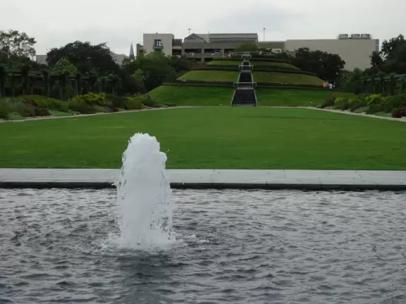 It's fun to walk to the top of the manmade hill at Hermann Park.