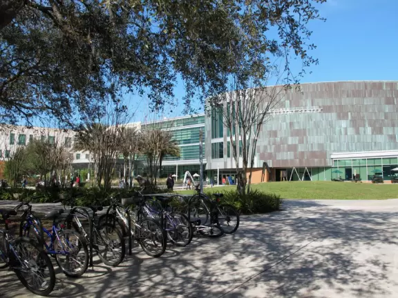 Beautiful campus square, in a large diverse university.