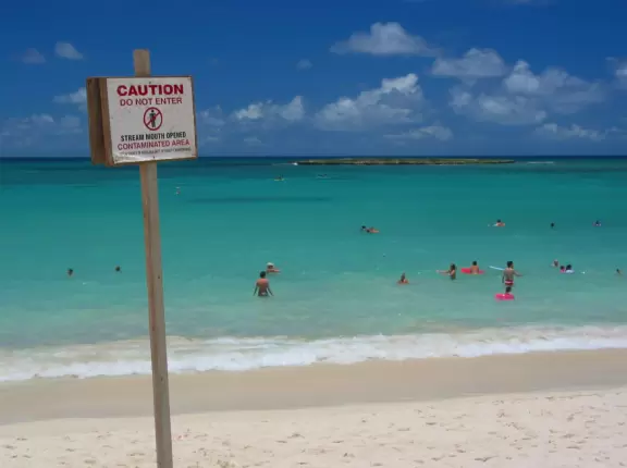 Taking a risk- looks blissful but you could get a staff infection.
