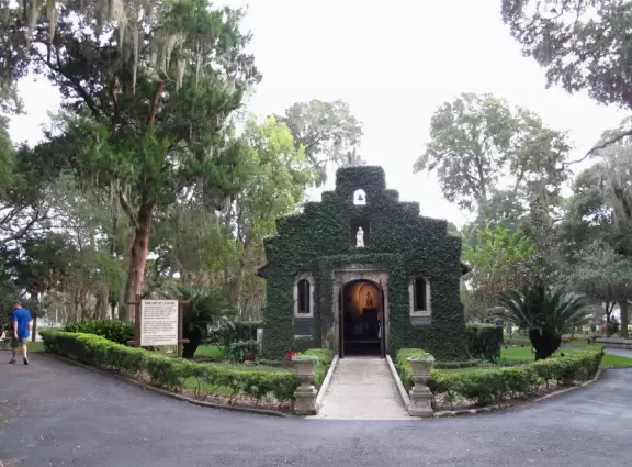 Adorable ivy-covered chapel that is a Catholic pilgrimage site.