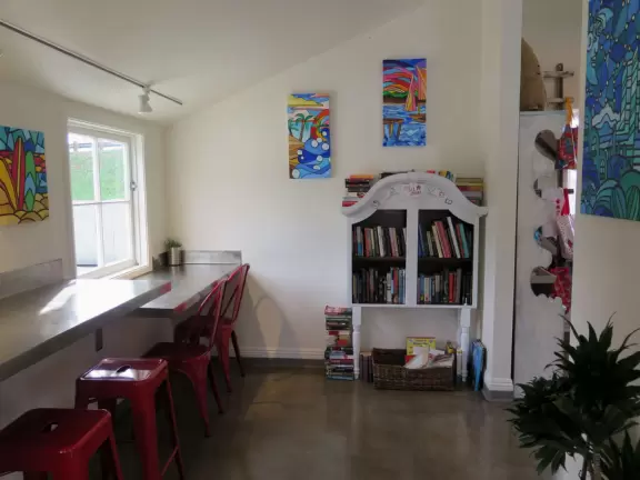 A lovely strip of cafes and shops in Victorian houses.