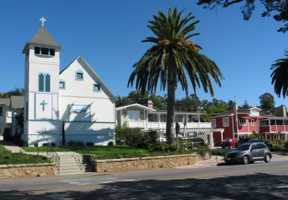 A lovely strip of cafes and shops in Victorian houses.