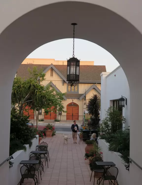 SB Public Market is a hip indoor space with cafes, and outdoor seating by a Spanish courtyard with views of quaint Victoria Court.