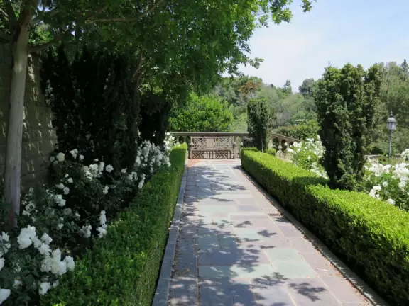 On a steep hill sits Greystone Mansion and its formal terraced gardens, which you enter free.