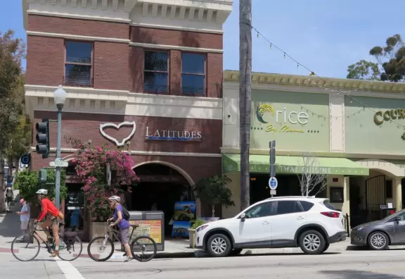 Downtown Ventura has historic architecture on hilly streets and beautiful tall trees, plus plenty of cafes.