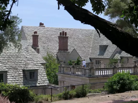 On a steep hill sits Greystone Mansion and its formal terraced gardens, which you enter free.