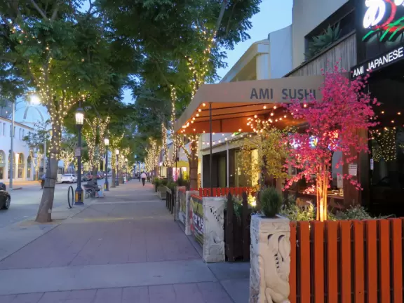 Beautiful area full of UCLA students with cafes and shops.