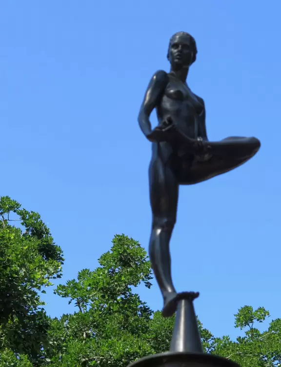 A magical spot where birds sing in the trees, students lay out on the little grassy knolls, and statues enlighten.