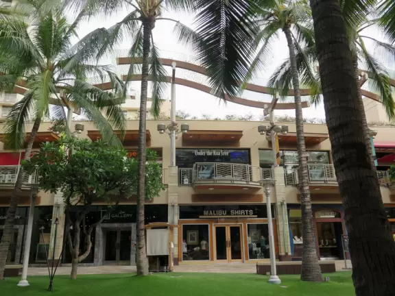 Main street in Waikiki where you can shop for tropical treats.