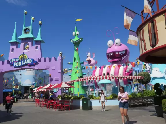 Motion picture studio and amusement park, with really fun rides and shows!