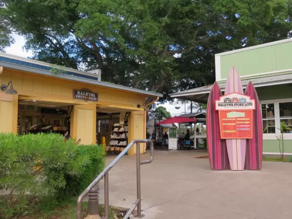 Old plantation town with surf shops, art galleries, and restaurants.