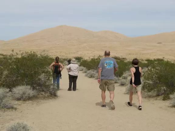 Huge sand dunes that make a sound when you walk on them. Quite far from the trailhead. Extremely vigorous walk.