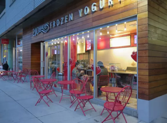 A cute college town with nice restaurants.