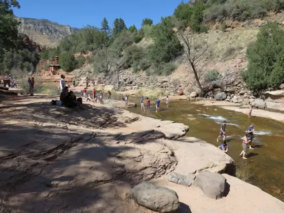 A paradise where you can slide down natural rock slides, in exquisite Oak Creek Canyon.