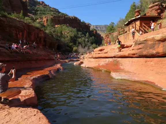 A paradise where you can slide down natural rock slides, in exquisite Oak Creek Canyon.