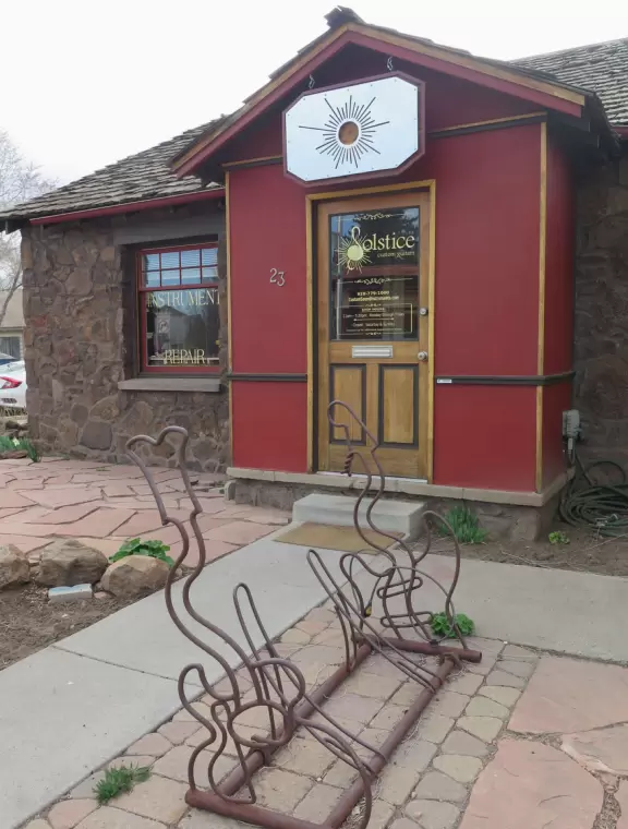 Youthful restaurants in the south part of downtown Flagstaff and historic storefronts in the north part.