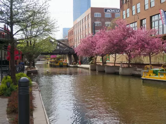 Fantastic place to stroll along the canal, check out the flowers and pretty trees, see the Land Run sculpture, and enjoy live music at dinner.