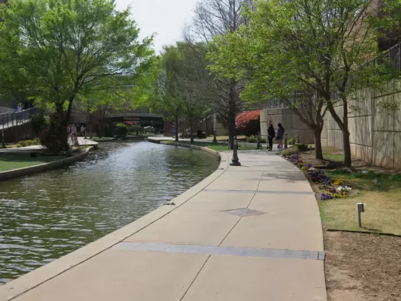 Fantastic place to stroll along the canal, check out the flowers and pretty trees, see the Land Run sculpture, and enjoy live music at dinner.