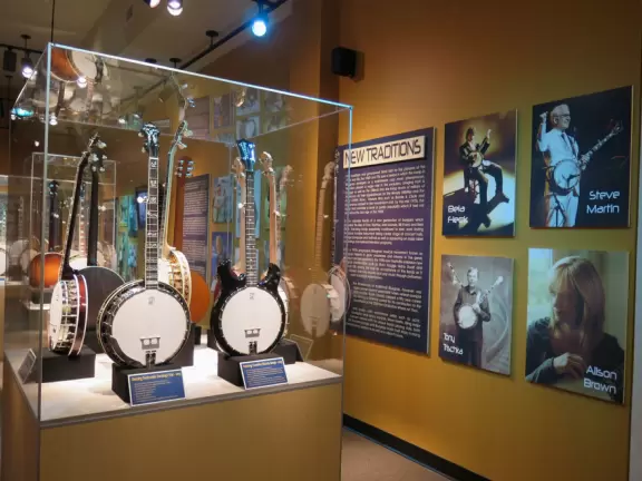 Nice two-storey museum with well-told history of banjo on lit-up porch, beautiful banjos displayed, and front room where you can play a banjo!