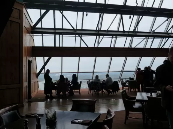 Full of atmosphere, like Disneyland! Take the glass elevator to the top of the pyramid!