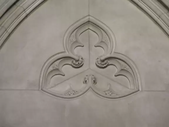 Gorgeous Gothic architecture, impressive chapel, and cute patios under leafy trees.