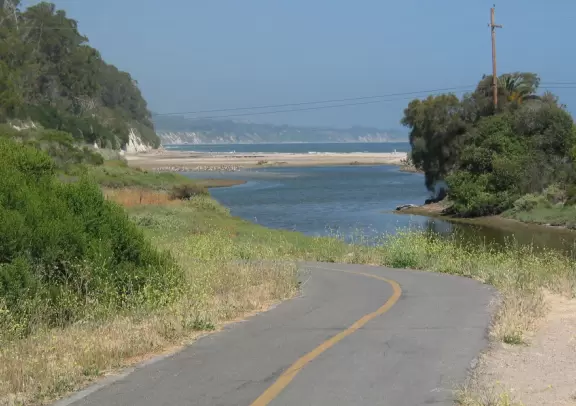 Bike alongside a bubbling creek, surrounded by tall trees, without the noise or fumes of cars, all the way from Hope Ranch, past Goleta Beach and UCSB, to Isla Vista!