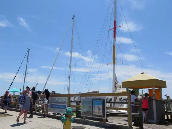 Walkable main strip by the water.